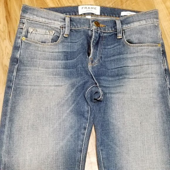 FRAME Le Garcon Low Rise Boyfriend Blue Jeans 23 Womens Slim Straight Step Ankle - Picture 3 of 12